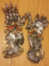 Medieval Knight Gauntlet Larp Cosplay Dark Ages Evil Gems Gold Silver Armor picture