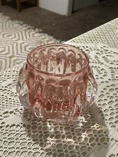 L E Smith Pink Peach Vertical Spherical Glass Votive Tea Candle Holder 2.2” tall picture