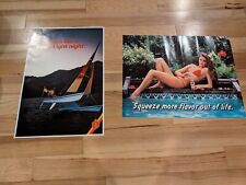 Vintage Lot Of 2 1980 Tecate Cerveza Beer Sexy Swimsuit Poster Stroh Night Woman picture