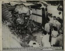 1947 Press Photo Greyhound bus demolished after collision with a light car picture