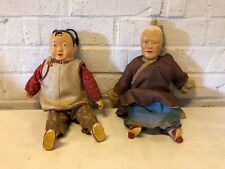 Vintage Chinese Family Generations Grandfather & Grandson Pair of Dolls picture