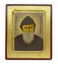 Lebanese Catholic Handmade Wooden Icon St. Charbel 12.5x10cm picture