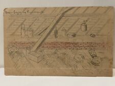 WW1 IMPERIAL GERMAN FELDPOST POSTCARD - Hand Drawn Sketch Soldiers Camp France picture