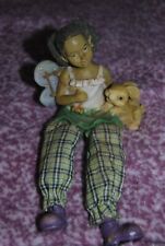 Vintage African American Girl with Bunny Butterfly Figurine picture