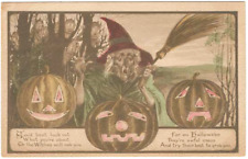 VINTAGE HALLOWEEN POSTCARD --GIBSON -- INCREDIBLE WITCH ILLUSTRATION picture