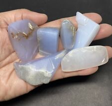 Blue CHALCEDONY Stones From Turkey 6pcs 128g Total RARE picture