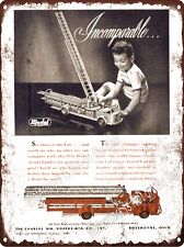 1950 Doepke Aerial Ladder Model fire truck engine Metal Sign 9x12