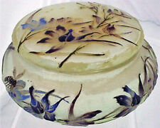 Emile Galle Cameo Glass Box Enamel Bee Flower Signed French Art Glass (3149) picture