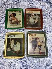 Vintage Saturday Evening Post Tip Trays metal Set Of 4 With Picture picture
