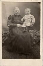 RPPC Old Grandmother Posing with Grandchild c1907 Postcard U9 picture