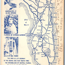 RARE c1949 FL Florida New Highway US No 27 Map Advertising Interstate Split A224 picture