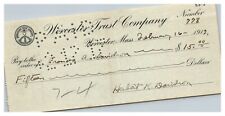 Vintage 1917 Worcester Trust Company Massachusetts Cancelled Check picture
