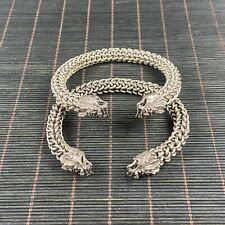 a pair Collectible Tibetan silver Handmade Statue dragon Bracelet AL1528 picture