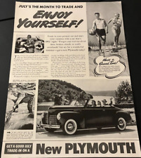 1940 Plymouth Convertible Coupe - Vintage Original Print Ad / Wall Art - CLEAN picture