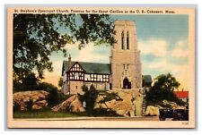 Cohasset MA Massachusetts St Stephen's Episcopal Church Carillon Linen Postcard picture