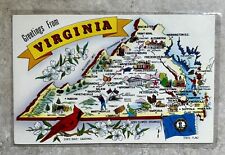Greetings from Virginia Illustrated State Map Vintage Postcard picture