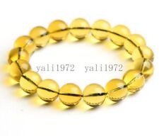 Certified 14mm Natural Dominican Gold Blue Amber Round Beads Stretch Bracelet picture