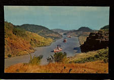 Postcard Ships Panama Canal Gaillard Culebra Cut Continental Divide    A3 picture