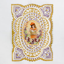Antique Unsigned Valentines Day Card Die Cut Embossed Early 1900s picture