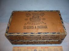 VTG**RARE** OLD VIRGINIA CHEROOTS  WOODEN CIGAR BOX   picture