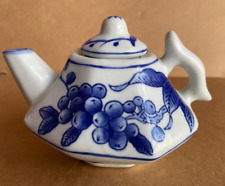 Vintage Nantucket Small Teapot Blue White Floral With Cover Lid picture