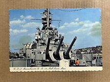 Postcard Fall River MA USS Massachusetts BB 59 Navy Battleship Guns Military picture