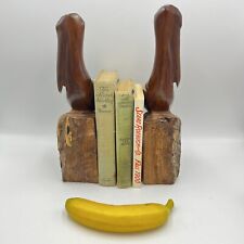 12” Vintage Hand Carved Ironwood Iron Wood Pelican Bird Bookends picture