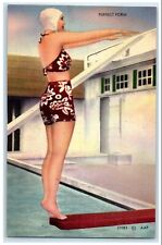 c1930's Beach Bathing Beauty Swimsuit Perfect Form Unposted Vintage Postcard picture