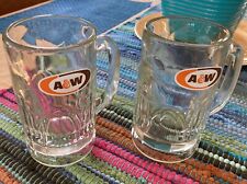 Lot of Two Vintage 16 0Z Collectible 5.5” X 3” A&W Root Beer Mugs Heavy Glass picture