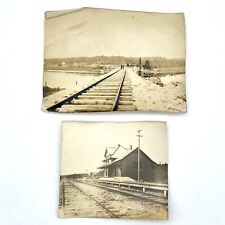 Antique Photos Railroad Train Tracks C1900 Railway Station Vintage Snapshots picture