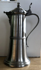 Vintage Fein Zinn Lidded Pewter Pitcher Made in Germany 10-1/2