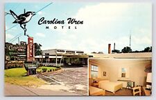 c1950s Motel Neon Sign~Carolina Wren~Multi View~Orangeburg SC VTG MCM Postcard picture
