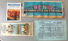 VTG. 1937 GRAND CANYON NATIONAL PARK LICENSE DECAL RENO NV HOWARD JOHNSONS MATCH picture