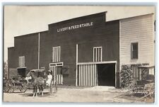 c1910's Livery & Feed Stable Horse Carriage RPPC Photo Unposted Antique Postcard picture