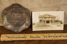 Antique Art Nouveau Willard Mansion Tray & Real Photo Postcard Marshalltown Iowa picture