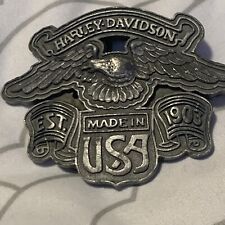Vintage Rare Harley Davidson Eagle Logo Made In USA Est. 1903 Pewter Belt Buckle picture