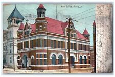 1909 Entrance to Post Office Aurora Illinois IL Antique Posted Postcard picture