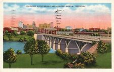 Postcard TX Austin Colorado River Bridge & Skyline 1936 Linen Vintage PC J2564 picture