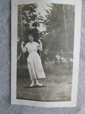 Vintage Pretty Woman, Miss Gibson Standing On A Swing Photograph picture