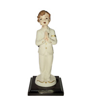 Vintage Capodimonte Berger Pascal Girl Praying Figurine 7 1/4