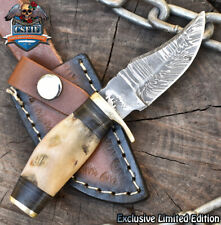 CSFIF Forged Skinner Knife Twist Damascus Stag Antler Brass Guard Outdoor picture