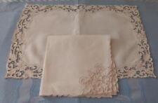 12 Vintage Madeira Linen Placemats Napkins Cutwork Embroidery Set Lace picture