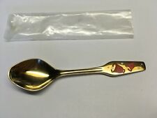 Vintage 1969 Meka Denmark Spoon 4-1/4” Gold Finish with Red Bells picture
