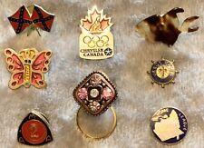 Vintage Lot Of 8 Small Lapel Pins Includes Olympics, Fish, Butterfly & More picture