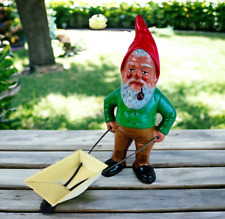 Vtg Phillip Griebel  Ceramic terrocotta  Garden Gnome w wheel Barrow 11.5