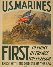 WW1 War Time Poster 8X10 Photo U.S. Marines - first to fight in France 1917 picture