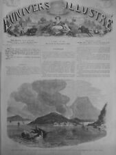 1866 Volcano under / Below Marin Santorini Eruption Greece 2 Newspapers Antique picture