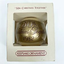 Vintage Hallmark Christmas Ornament for 50th Christmas Together Gold Glass 1982 picture