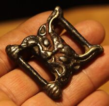 Wonderful Tibet Vintage Old Buddhist Alloy Copper Sutra Buckle Amulet Kirtimukha picture