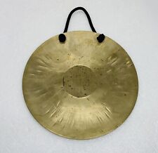 Vintage 1960s Brass Hanging Gong Bell 6.5” Art Decor Round Concaved 18 picture